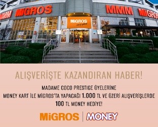 Prestige üyelerine özel Money Kart ile Migros’ta yapacağı 1000 TL ve üzeri alışverişinde 100 TL Money Hediye!