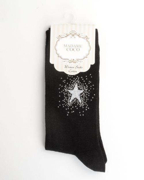 Bayan Yıldız Baskılı Soket Çorap
