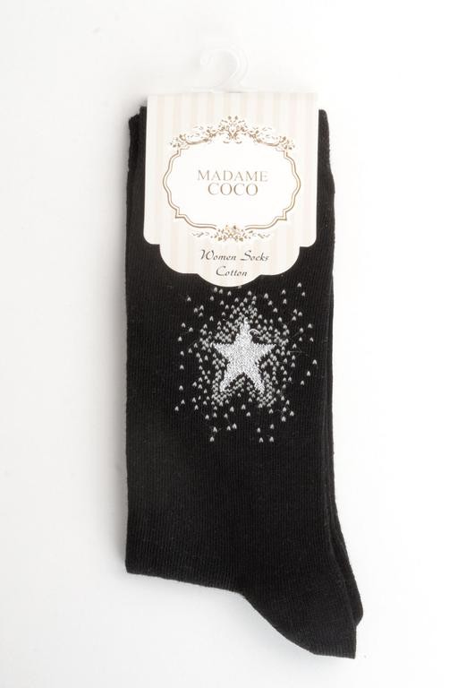  Bayan Yıldız Baskılı Soket Çorap