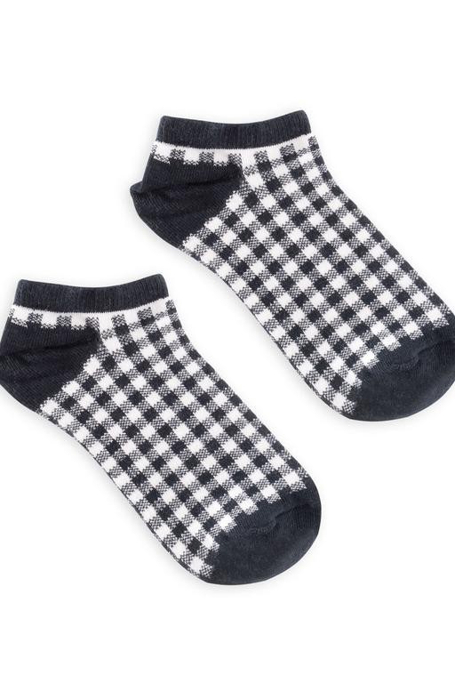  Bayan 3-lü Ekose Simli Patik Çorap