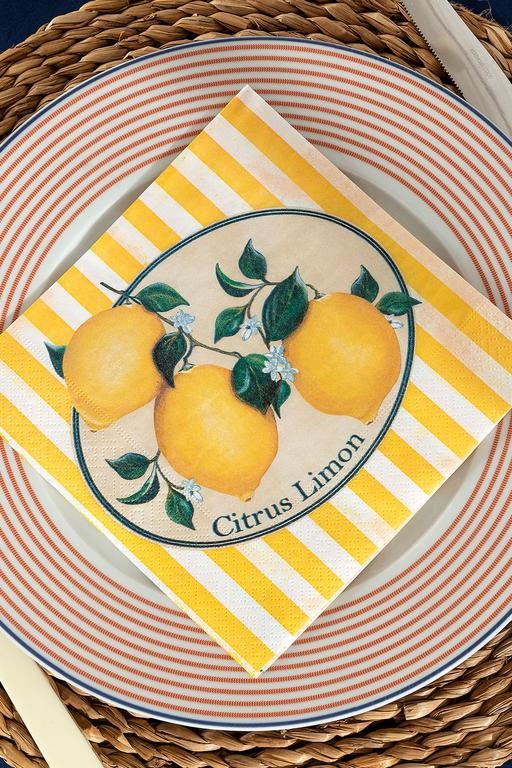  Citrus - Lemon Desenli Peçete - Kare
