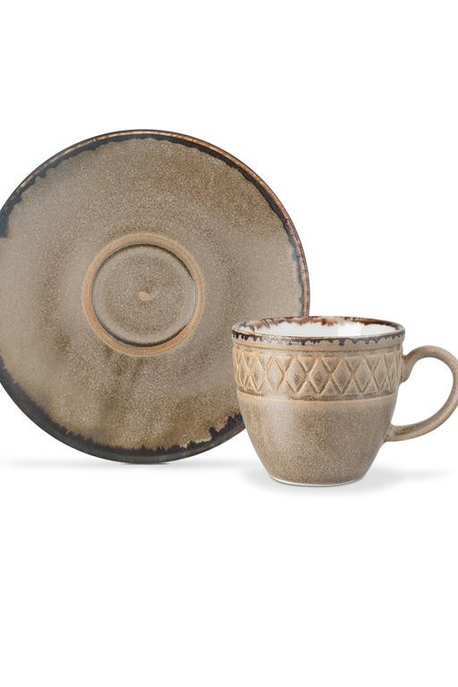  Antique 2 Kişilik Kahve Fincan Takımı - Toprak - 90 ml