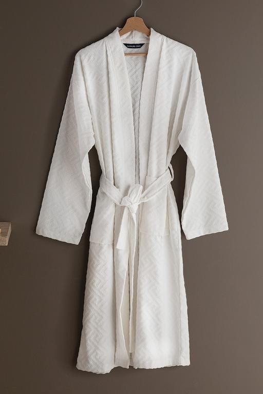  Sault Kimono Erkek %100 Pamuk Bornoz - Beyaz