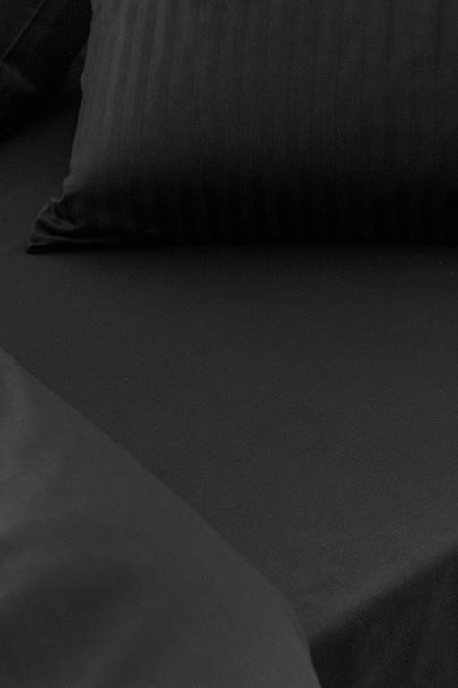  Adrien Çift Kişilik Çizgili Kapaklı Nevresim Takımı - Siyah