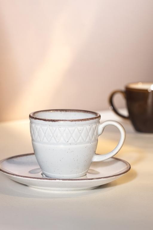  Antique 6 Kişilik Kahve Fincan Takımı - Gri