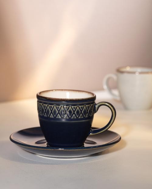 Antique 6 Kişilik Kahve Fincan Takımı - Kobalt - 90 ml