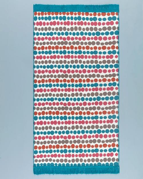 Charlot Saçaklı Dokuma Kilim - Renkli - 80x150 cm