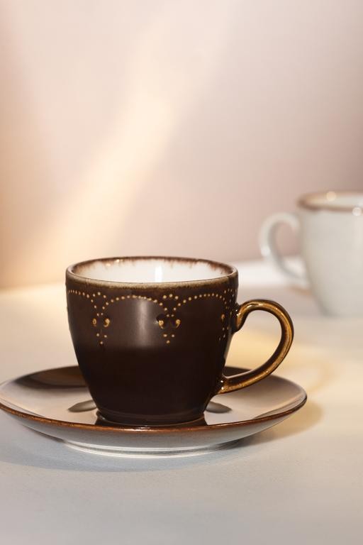  Perle 6 Kişilik Kahve Fincan Takımı - Kahverengi - 90 ml