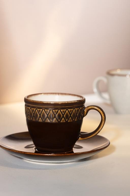  Antique 6 Kişilik Kahve Fincan Takımı - Kahverengi - 90 ml