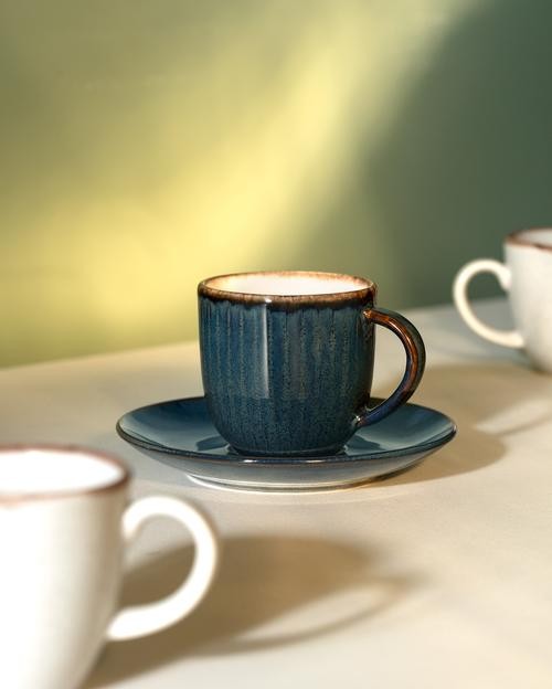 Hiver 2 Kişilik Kahve Fincan Takımı - İndigo