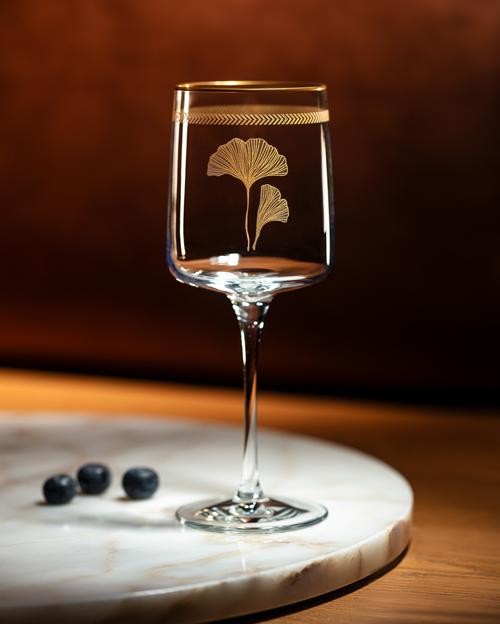 Lovely Ginkgo Leaves Musette 4 lü Şarap Kadehi Seti - 320 ml