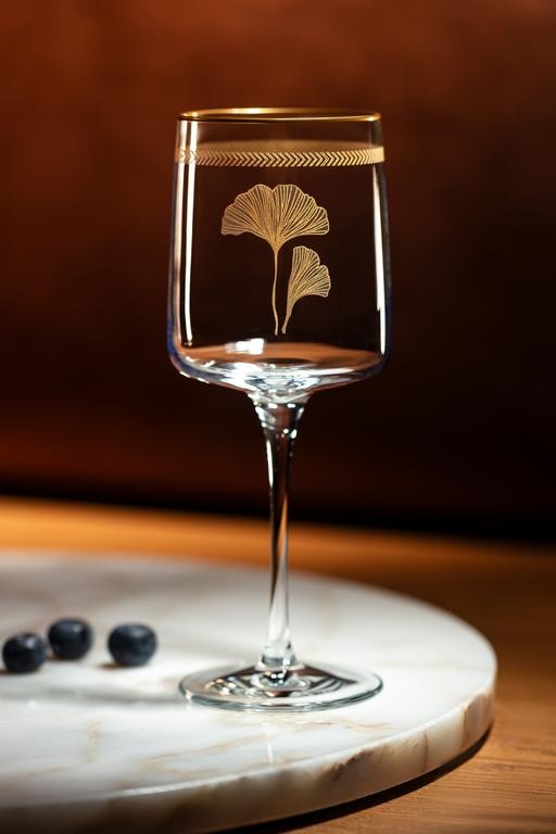  Lovely Ginkgo Leaves Musette 4 lü Şarap Kadehi Seti - 320 ml
