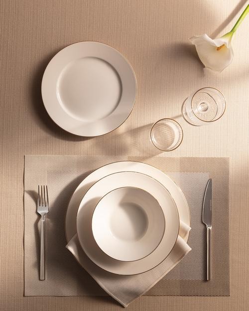 Ariane Altın Yaldızlı 6 Kişilik 24 Parça Yemek Takımı - Beyaz/Gold